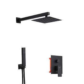 Душева система прихованого монтажу Kroner KRP Edelstahl Kubus SCH082 чорна матова з нержавіючої сталі