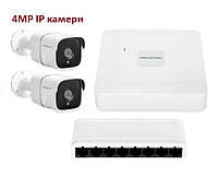 Комплект відеоспостереження GreenVision IP GV-IP-K-W67/02 IP-камери на 4MP+провода і все для монтажу