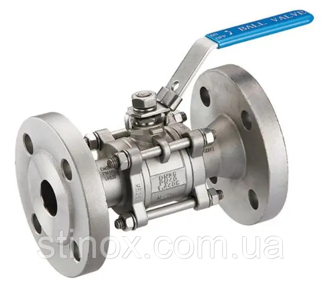 Кран кульовий трехскладовий  Ду 20 (3/4") фланцевий  нержавіючий Ball Valve, крани із нержавіючої сталі AISI304