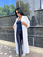 Женский длинный кардиган для девушки вязанный шерстяной кардиган кофта цвет белый one size оверсайз