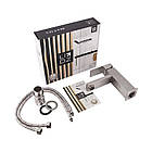 Змішувач кран для раковини Lidz (NKS) 10 30 001F кубічний сріблястий з нержавіючої сталі поворотний, фото 7