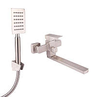 Кран для ванны Lidz (NKS) 10 30 005-1 New настенный кубический серебристый с лейкой для ручного душа