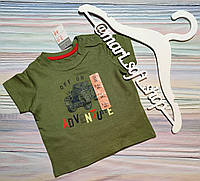 Детская футболка цвета хаки Primark р. 0-3 мес