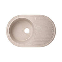 Овальна гранітна раковина Lidz 780x500/200 MAR-07, мийка для кухні пісочного кольору