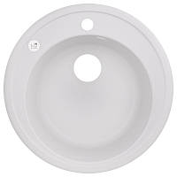 Белая гранитная раковина Lidz D510/200 WHI-01, круглая мойка из искусственного камня