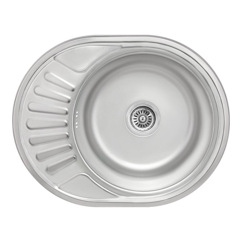 Раковина з сифоном кругла в кухню Micro Decor Lidz 5745 0.8 мм (LIDZ5745MDEC), мийка нержавійка