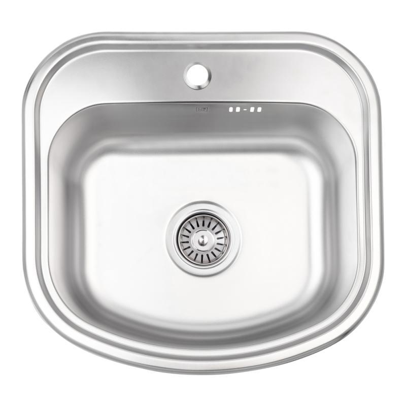 Раковина кругла на кухню Micro Decor Lidz 4539 0.8 мм (LIDZ4749MICDEC), мийка з сифоном нержавійка
