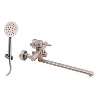 Смеситель кран в ванную Lidz (NKS) 12 32 005-1 New с душем из нержавейки настенный поворотный