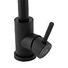 Чорний кухонний кран Lidz (BLA) 12 32 015F-8, змішувач одноважільний для раковини на кухню поворотний, фото 4