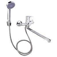 Кран длинный для ванной Lidz (CRM) 19 46 005-1 New, смеситель с душем настенный поворотный