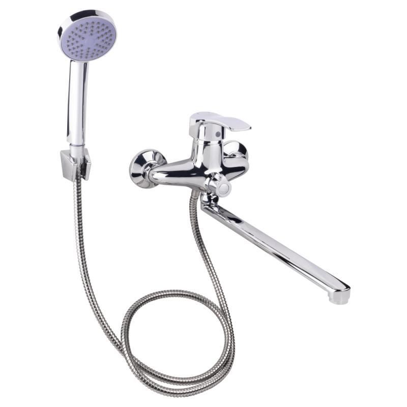 Смеситель для ванны Lidz (CRM) 41 86 005B-1 New с душевой лейкой, кран настенный для ванной комнаты - фото 1 - id-p1839727804