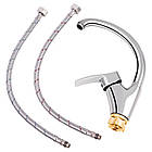 Класичний кран для кухні Lidz (CRM) 41 86 007F-3, змішувач для мийки сріблястий поворотний, фото 6