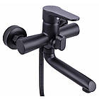 Змішувач чорний Lidz (BLA) 14 43 006-1 New, кран з ручною душовою лійкою настінний, фото 3