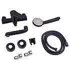 Змішувач чорний Lidz (BLA) 14 43 006-1 New, кран з ручною душовою лійкою настінний, фото 6