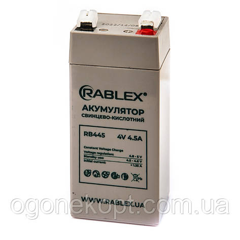 RABLEX RB 445. 4V4.5mah АКУМУЛЯТОР СВІНЦЕВО-КИСЛОТНИЙ 4V4.5AH, фото 3