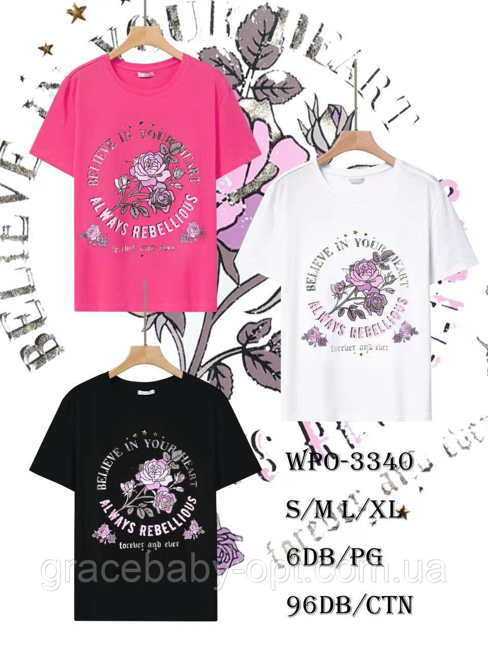 Футболка жіноча оптом, Glo-story, S/M-L/XL pp, № WPO-3340