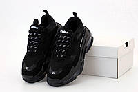 Женские кроссовки Balenciaga Triple S (чёрные) красивые стильные повседневные кроссы демисезон К12109
