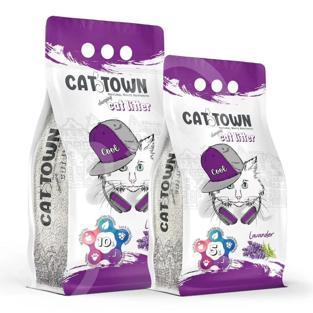 Cat Town Cat Town Natural White Bentonite Cat Litter Lavander, 5 Кг