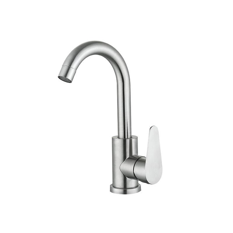 Кран змішувач кухонний нержавіюча сталь Lidz Vida 03U-SFS для мийки поворотний нікельований одноважільний одноважільний, фото 1