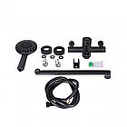 Кран чорний для ванни Lidz Aria 05D-BES настінний з лійкою для ручного душу та коротким зливом, фото 2