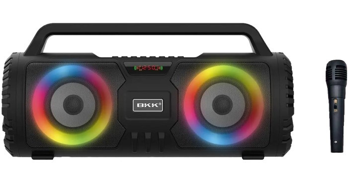 Потужна портативна bluetooth-колонка BKK-88 boombox, LED, мікрофон 20 ватів