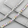 Браслет Алмазний танець 38930 ширина 3 мм різнокольорові фіаніти позолота Біле Золото довжина 19+2, фото 3