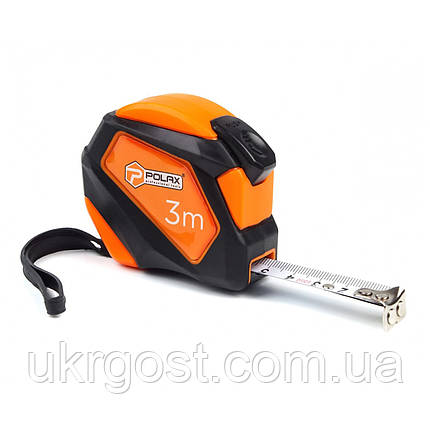 Рулетка нейлонова гумовий корпус 3 мх16 мм POLAX (29-014), фото 1