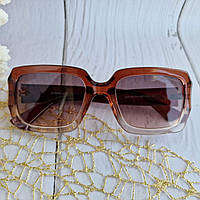 Стильные солнцезащитные очки брендовые МОСКИНО в прямоугольной янтарной оправе, Коричневые с градиентом