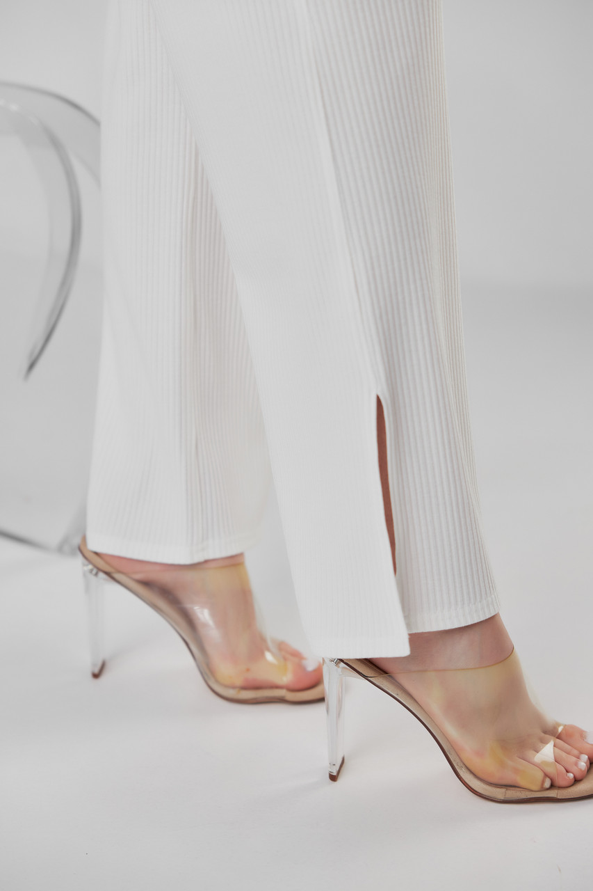 Костюм женский летний M размер 44 мустанговый брючный белый костюм штаны и топ с завязками на талии - фото 3 - id-p1839755939