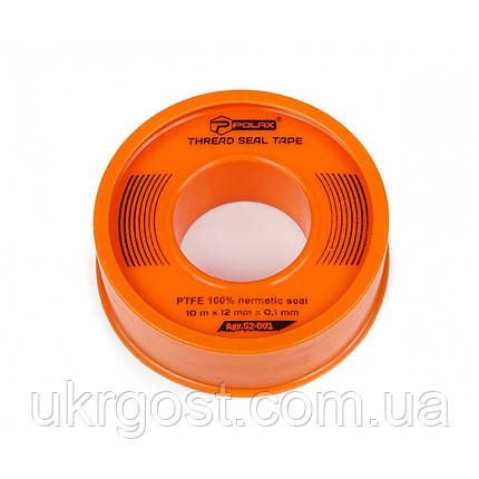 Тефлонова ущільнювальна стрічка 10 м х 12х0,1 мм POLAX (52-001), фото 2