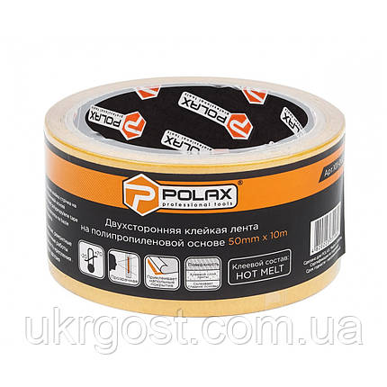 Скотч двосторонній на поліпропіленовій основі 50 мм x 10 м POLAX (101-002), фото 1