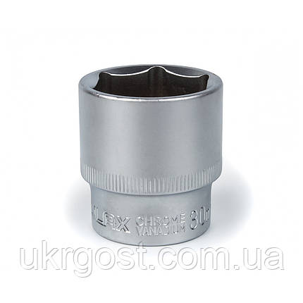 Торцева насадка шестигранна 30 мм 1/2" CRV POLAX (25-097), фото 1