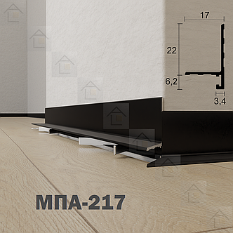 Алюмінієвий мініплінтус МПА-217, серія «Тінлайн», 2600мм, чорний анодований, фото 3