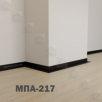 Алюмінієвий мініплінтус МПА-217, серія «Тінлайн», 2600мм, чорний анодований, фото 4