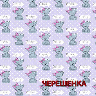 Дитяча бузкова тканина постільна 180 см Фланель (байка) для дівчаток малюнок ведмедики тедді з написом it`s a girl, у рулоні 40 м, фото 1