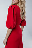 Сукня довжини міді з короткими рукавами-ліхтариками червоного кольору, фото 4