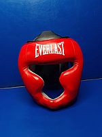 Шлем-маска кожаный, шлем с полной защитой для бокса, красный, L
