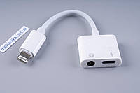 Адаптер-переходник для iPhone и iPad, Lightning (Male)/mini-Jack 3.5 mm+Lightning (Female), 10 см