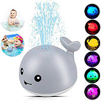 Игрушки в ванную для малышей Кит фонтан / Детская игрушка для купания с подсветкой