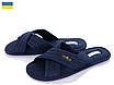 Чоловічі відкриті джинсові тапочки синього кольору ТМ Pago навхрест – стильне та зручне взуття для дому та вулиці, фото 2