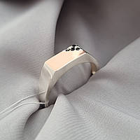 Оригінальна чоловіча каблучка-печатка срібло із золотом, срібний перстень із золотими накладками