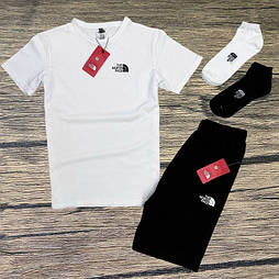 Чоловічий костюм шорти та футболка літній комплект The North Face (шкарпетки у подарунок!). Живе фото
