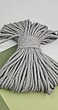 Шнур плетений бавовняний коса 6,5мм, Світло сірий, фото 2