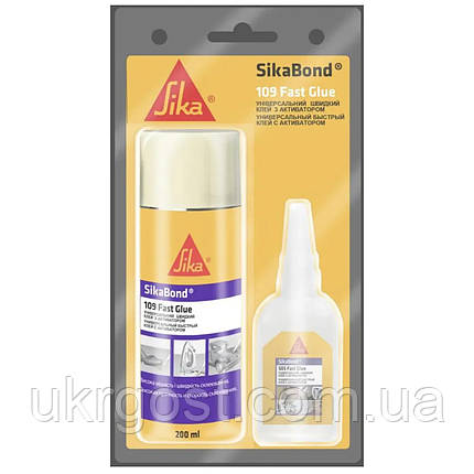 Супер клей ціаноакрилатний SikaBond-109 Fast Glue (AB) 50 г + 200 мл (615730), фото 1