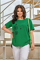 Женская льняная блуза цвет зеленый р.46/48 433015