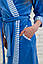 Жіночий велюровий халат-кімоно на запах, синій, фото 3