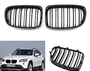 Решітка ноздрі BMW (БМВ) X1 series (E84) 2009-2015 Глянець 2 ребра, фото 1