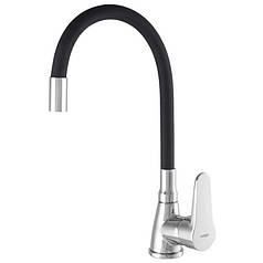 Змішувач для кухні Zerix SOP7-146, гнучкий вилив, хром, чорний