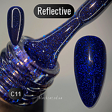 Синій світловідбивний гель лак (темно синій) для нігтів Global Fashion №С11