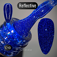 Синій електрик світловідбивний гель лак (яскраво синій) для нігтів Global Fashion №С10